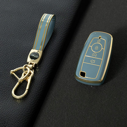 FOB3T1 Granny Grey-Gold Plating Suitable for Mondeo Keycases, Ruiji Car Keychains, High-end Taurus Ruijie Fox Car Key Remote Control keychain