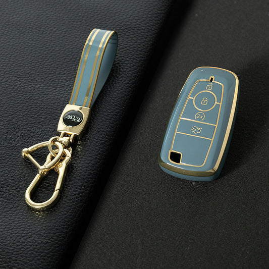FOB3T1 Granny Grey-Gold Plating Suitable for Mondeo Keycases, Ruiji Car Keychains, High-end Taurus Ruijie Fox Car Key Remote Control keychain