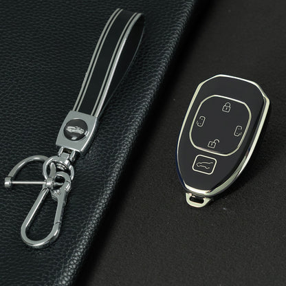 TRE2T1 Black-Silver Plating TPU Car Key Cover Fob for GAC Trumpchi GS7 GS8 GM8 GS5 GA6 GM6