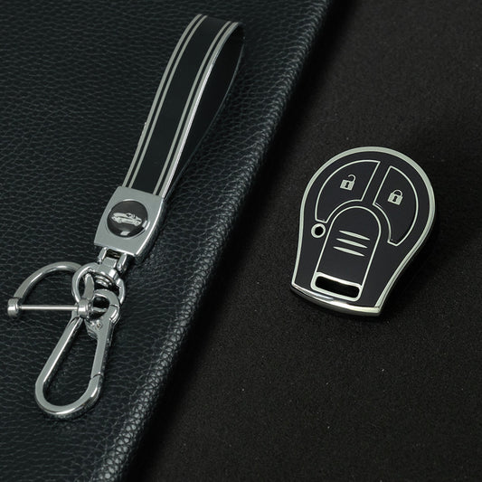 NIE2T1 Black-Silver Plating TPU Car Key Cover for Nissan Sylphy MARCH TIIDA X-TRAIL Qashqai KICKS SUNNY