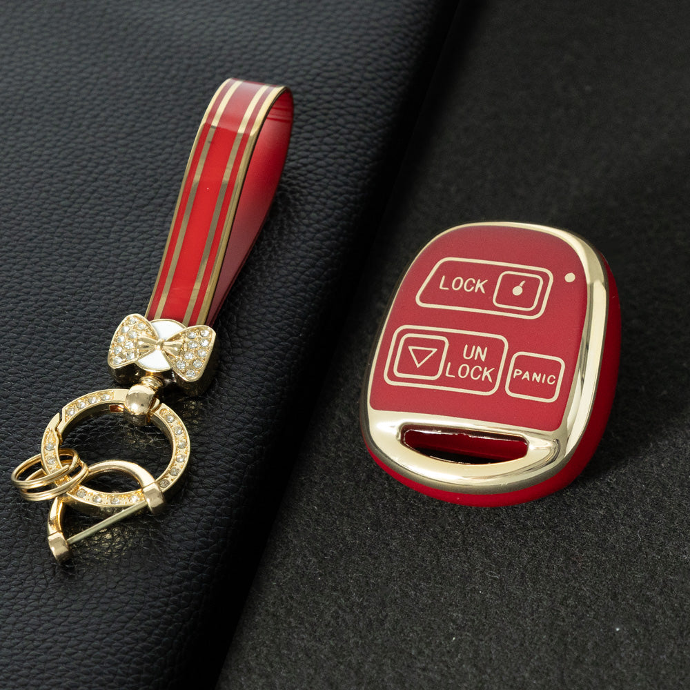 TON3T1 Red-Gold Plating TPU Car Key Case for TOYOTA CAMRY RAV4 Corolla PRADO YARIS Tarago for LEXUS