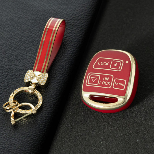 TON3T1 Red-Gold Plating TPU Car Key Case for TOYOTA CAMRY RAV4 Corolla PRADO YARIS Tarago for LEXUS