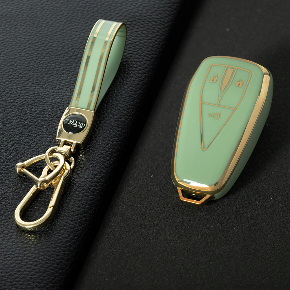 CHC1T1 Green-Gold Plating Car Key Cover For TPU Car Key Cover Shell Remote Key Protection Case Car Interior Accessories  Changan CS35 CS55 CS75 PLUS 2019