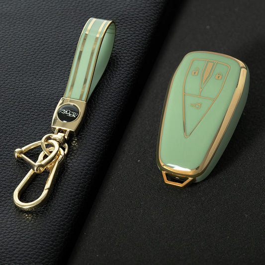 CHC1T1 Green-Gold Plating Car Key Cover For TPU Car Key Cover Shell Remote Key Protection Case Car Interior Accessories  Changan CS35 CS55 CS75 PLUS 2019