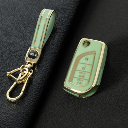TOA5T1 Green-Gold Plating TPU Protective Key Cover Case for Toyota New Corolla Camry RAV4 Avalon Izoa CHR Highlander Car Key Accessories