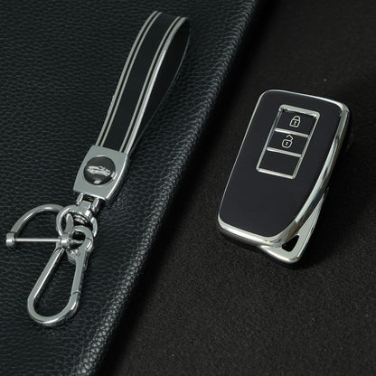LEA2T1 Black-Silver Plating TPU Car Key Case Cover for LEXUS ES200 RX200T IS CT GS NX200 RX300 LX