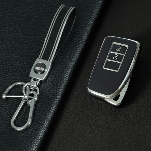 LEA2T1 Black-Silver Plating TPU Car Key Case Cover for LEXUS ES200 RX200T IS CT GS NX200 RX300 LX