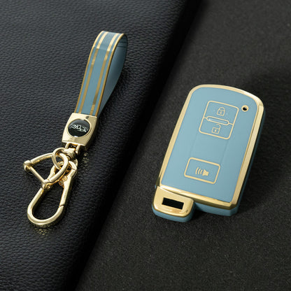 TOD5T1 Granny Grey-Gold Plating For Toyota Camry TPU Car Key Case Cover Bag Shell Fob Protector 3 Button