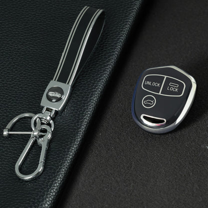 MIH1T1 Black-Silver Plating 3 BUTTON TPU Car Key Fob Cover Case for Mitsubishi Lancer Outlander Mirage Montero Pajero Shogun L200