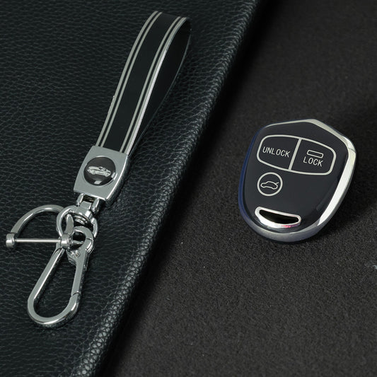 MIH1T1 Black-Silver Plating 3 BUTTON TPU Car Key Fob Cover Case for Mitsubishi Lancer Outlander Mirage Montero Pajero Shogun L200