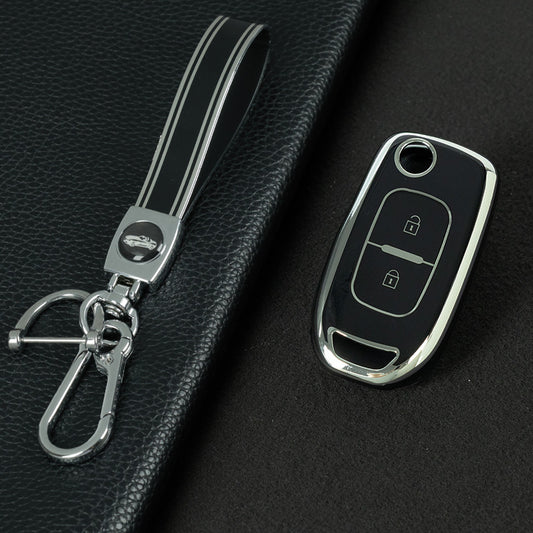 REL1T1 Black-Silver Plating TPU Car Key Case Cover for Renault Kadjar Captur Megane Sandero Stepway Logan Clio 5 2022 Arkana 2020 2021 Kwid 2023