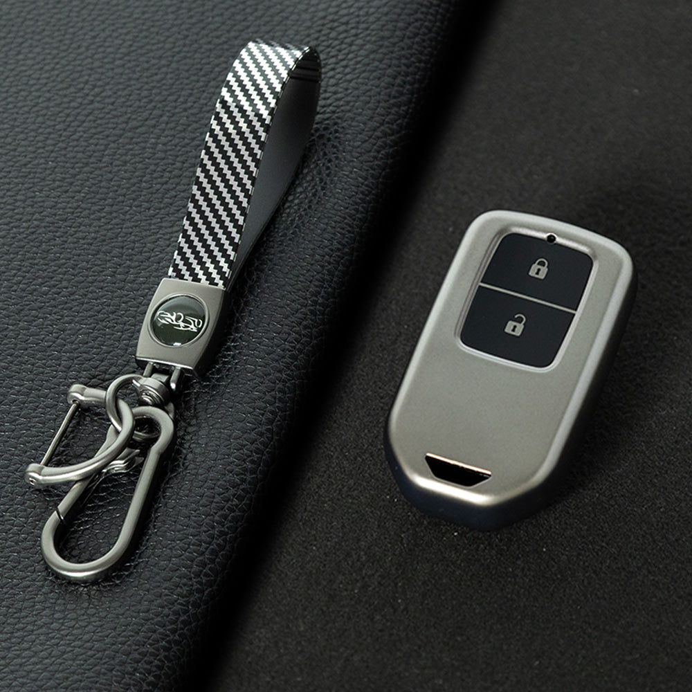 HOA2T1 Black-Metal Gray Plating Car Key Cover 2/3/4/5-Button Full-Coverage TPU Key Cover for Honda CR-V/Accord/Civic/Fit/Jade/Odyssey - Anti-Scratch Protective Case