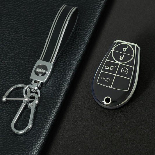 JEC8T1 Black-Silver Plating Keyless Entry Remote Control 5-Buttons Compatible 2008-2018 Dodge Grand Caravan 2008-2016 Chrysler Town