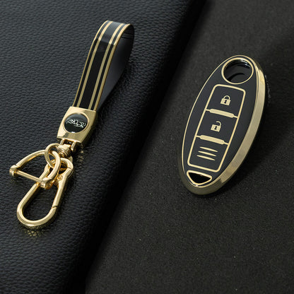 NIB1T1 Black-Gold Plating Car Key Cover For Nissan X-Trail Qashqai Sylphy Altima