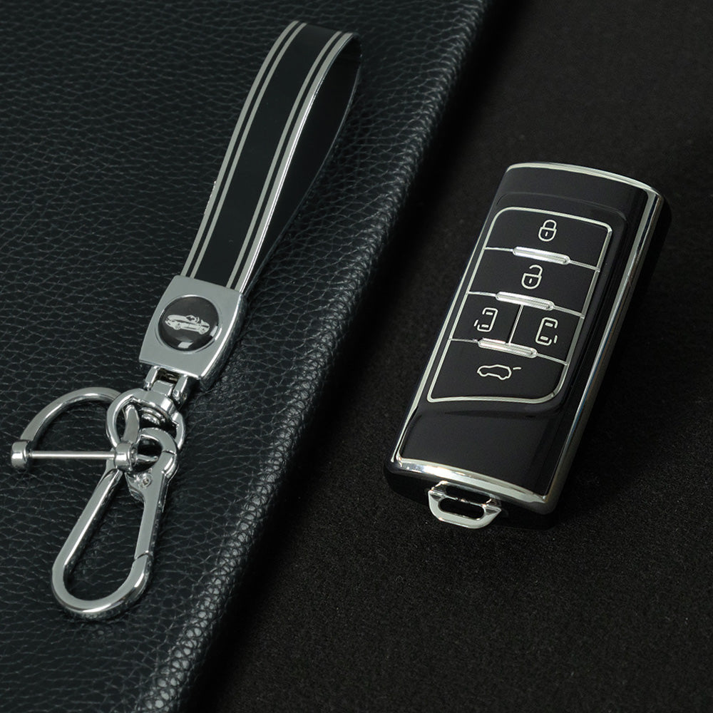 TRA3T1 Black-Silver Plating TPU Car Key Case Cover for Trumpchi GA4/8/6 GS3/GS5/4COUPE/GS8 M6 M8