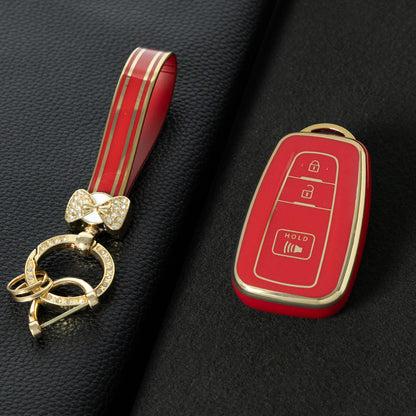 TOB3T1 Red-Gold Plating Key case for Toyota Key Shells Noah 80/Voxy 80/Harrier 60/Esquaire/New Sienta Car Key Case TPU Protect Cover Carkey Shells