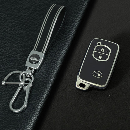 TOG3T1 Black-Silver Plating Soft TPU Car Key Case Cover for Toyota Camry Highlander Crown Prado Land Cruiser Vitz Prius Corolla Accessories