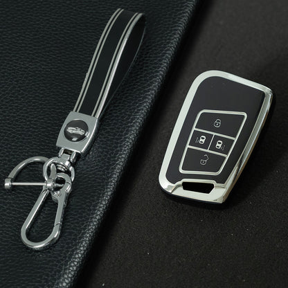 VOD3T1 Black-Silver Plating TPU Car Key Case for VW Golf Tiguan Passat Lavida Jetta Bora Beetle Magotan Sagitar Santana Sharan