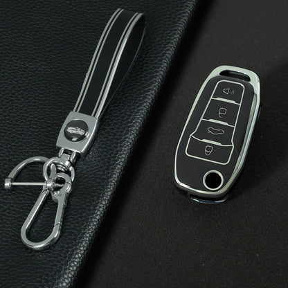 FOA7T1 Black-Silver Plating Car Key Cover for Ford Fusion Fiesta Escort Mondeo Everest Ranger