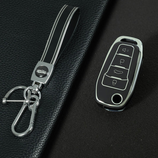 FOA7T1 Black-Silver Plating Car Key Cover for Ford Fusion Fiesta Escort Mondeo Everest Ranger
