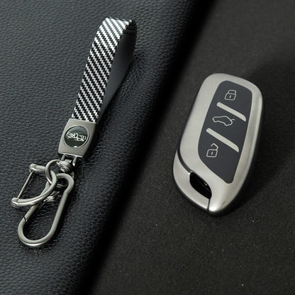 ROB1T1 Black-Metal Gray Plating Car Key Cover For Roewe RX5 MG ZS GT GS 350 360 750 W5 Class Accessories Soft TPU Protection Car Case Shell