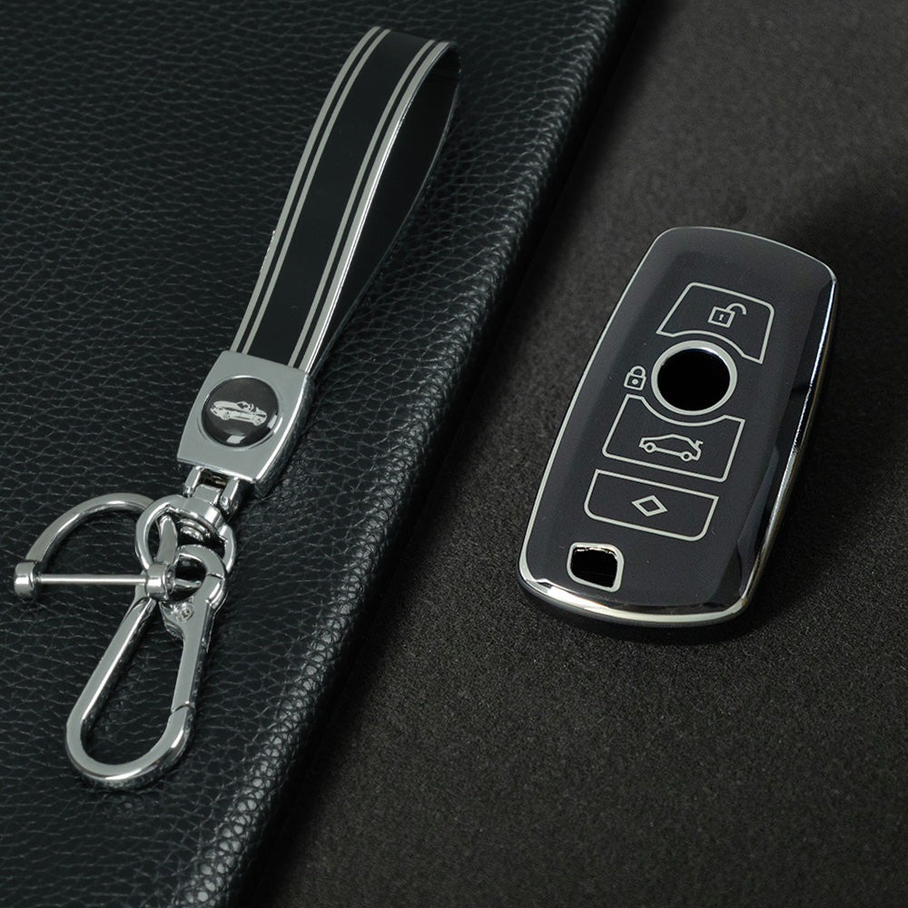 BMC1T1 Black-Silver Plating Car Key Cover BMW Car Key Case Cover TPU Flip Remote Accessory for 1 2 3 4 5 6 7 X3 X4 X5 X6 F36 F25 F26 F30 F34 F10 F07 F20 Z10 G30
