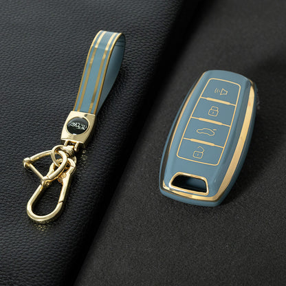 GRA2T1 Granny Grey-Gold Plating Car Key Cover For TPU Haval Car Key Case H6 Third Generation Harvard M6 Package H2S Buckle F7x Housing F5 H4 H7/H8/H9