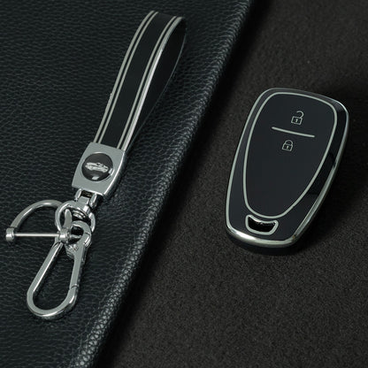 CEA7T1 Black-Silver Plating TPU Car Key Cover for Chevrolet Cruze Key Cover Chevy Camaro Cruze Malibu XL TRAX EQUINOX