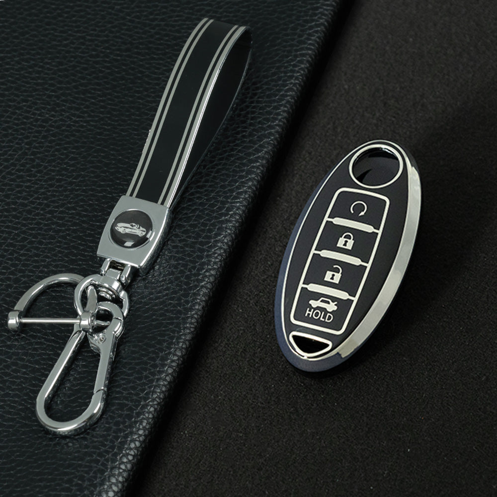 NIB4T1 Black-Silver Plating Car Key Cover for Nissan Note Qashqai Pathfinder Rogue Versa Murano Infiniti Q50 Accessories Car Key
