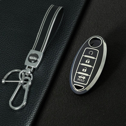 NIB4T1 Black-Silver Plating Car Key Cover for Nissan Note Qashqai Pathfinder Rogue Versa Murano Infiniti Q50 Accessories Car Key