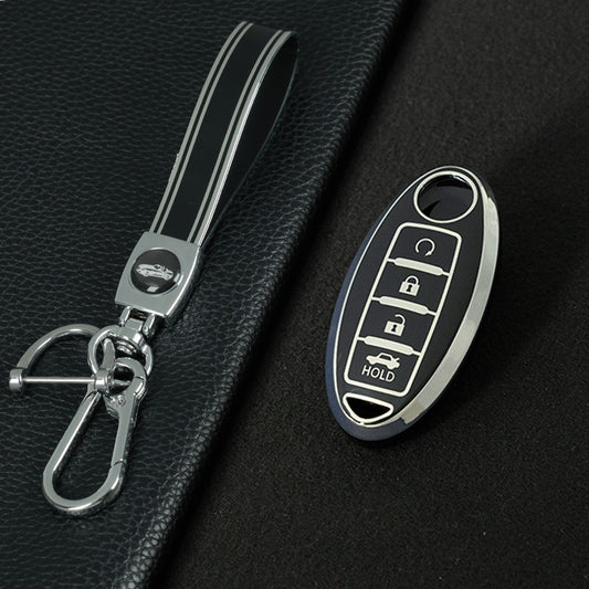NIB4T1 Black-Silver Plating Car Key Cover for Nissan Note Qashqai Pathfinder Rogue Versa Murano Infiniti Q50 Accessories Car Key