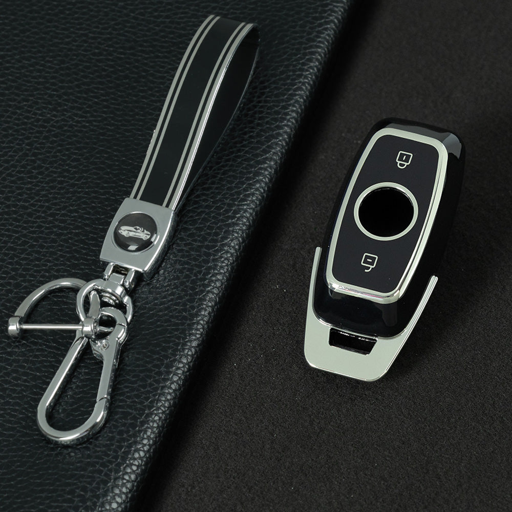 NUA1T1 Black-Silver Plating TPU Car Key Case Cover for Niu N1S M1 US MQIS Electric Bicycle Key Accessories Full Protection