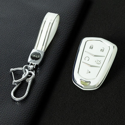 CAA2T1 White-Silver Plating Car Key Cover Suitable for Cadillac Keycase Xt5 Xt4 Xt6 Ct5 Ct6 Ct4 Xts Shell Atsl Car Key Bag keychain
