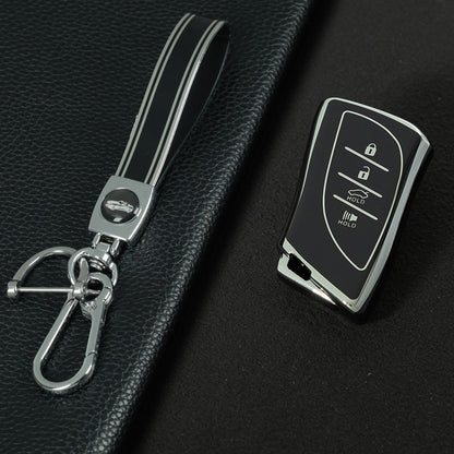 LEB2T1 Black-Silver Plating TPU Car Key Cover for Lexus 2018-2024 ES200 ES350 LC500 LS500 UX200 ES300h GX460 RX350h NX450
