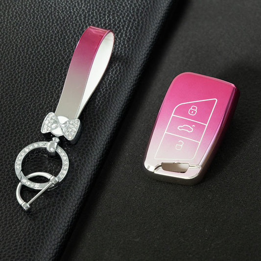 VOD1T1 Gradient Pink Car Key Cover For VW Polo Lavda Jetta Beetle Passat B5 B6 B7 Bora Santana Tiguan Car Key Cover