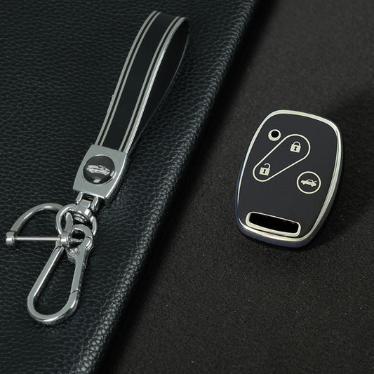 HON1T1 Black-Silver Plating TPU Car Key Case Cover for Old Honda Accord Civic CRV Jade XRV Haoying