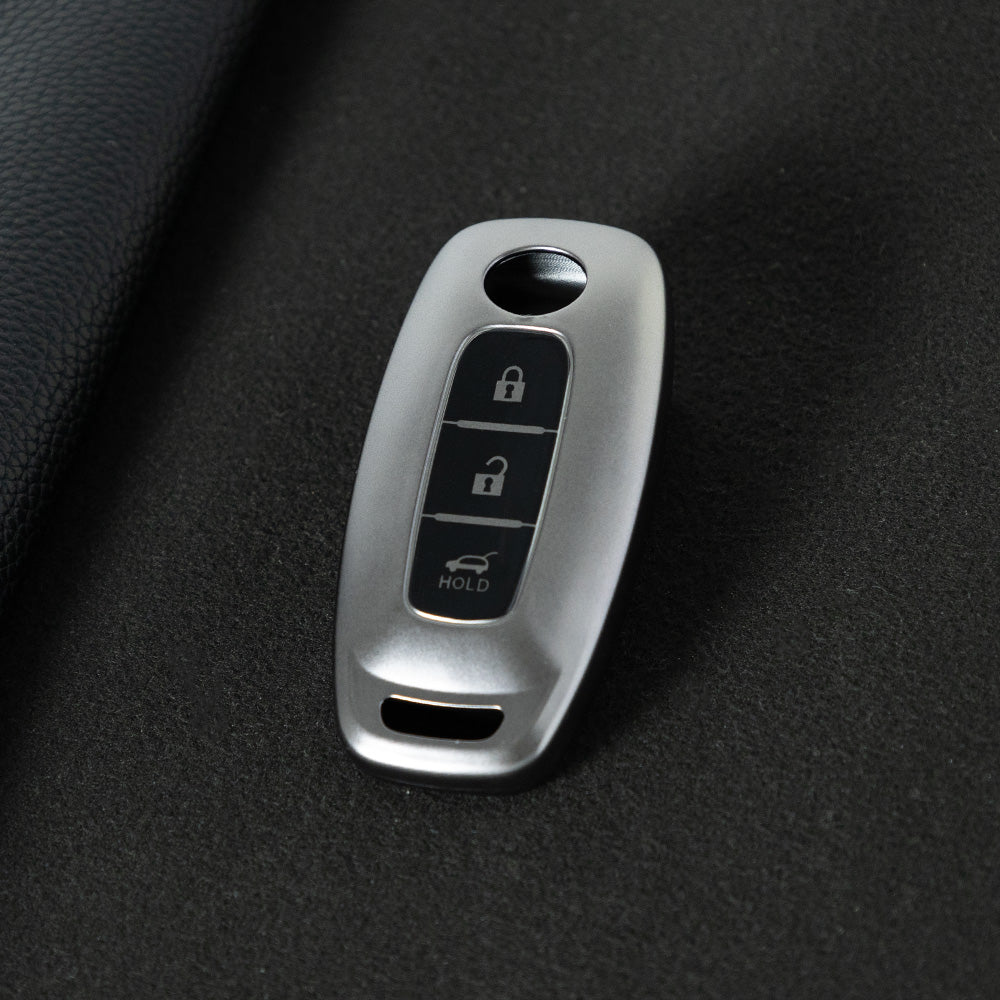 NIA2T1 Black-Metal Gray Plating TPU Car Key Cover Car Key Case for Nissan Altima Murano Sentra Rogue Armada Pathfinder Infiniti FX35