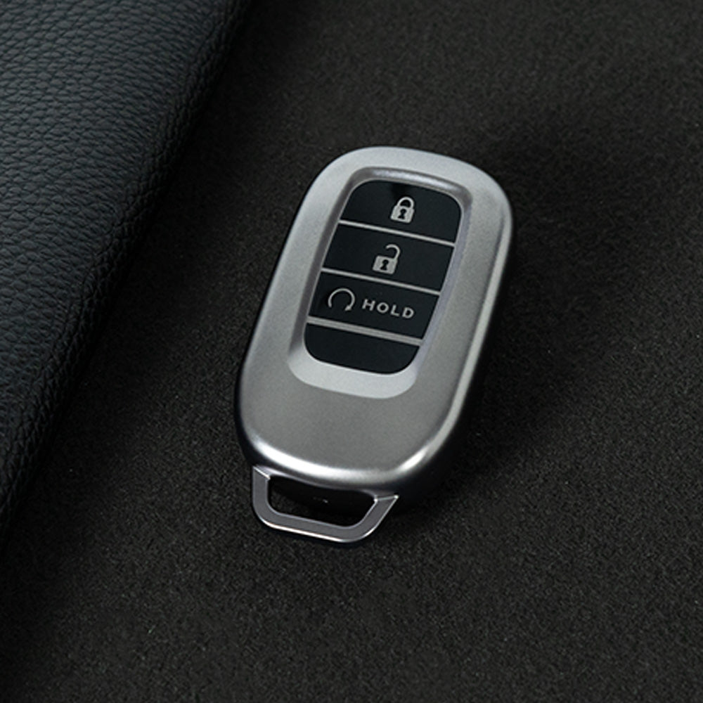HOB3T1 Black-Metal Gray Plating Car Key Cover TPU Remote Key Fob Cover 4-button Car Key Case Protective Accessories Suitable for Honda Accord Civic HR-V CR-V Pilot Odyssey