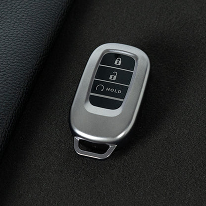 HOB3T1 Black-Metal Gray Plating Car Key Cover TPU Remote Key Fob Cover 4-button Car Key Case Protective Accessories Suitable for Honda Accord Civic HR-V CR-V Pilot Odyssey