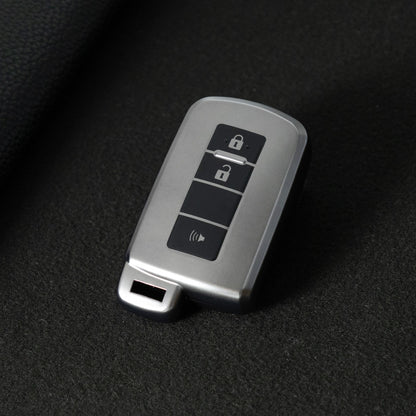 TOD5T1 Black-Metal Gray Plating For Toyota Camry TPU Car Key Case Cover Bag Shell Fob Protector 3 Button