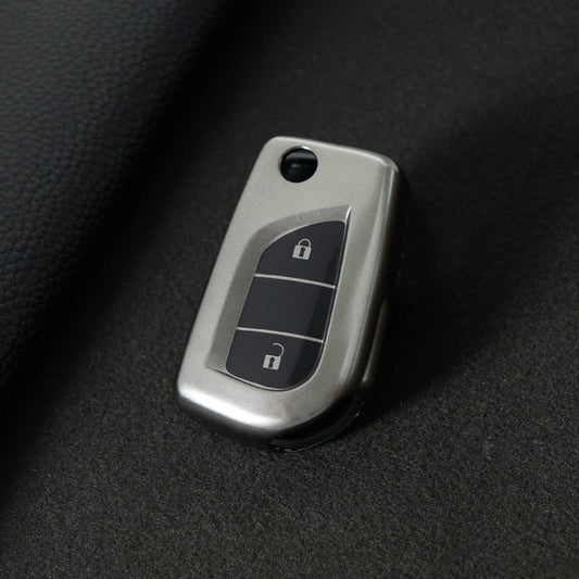 TOA2T1 Black-Metal Gray Plating Car Key Cover TPU Soft Cover Key Cases Suitable for toyota Carola Highlander New Reith RAV4 Car Key Cover