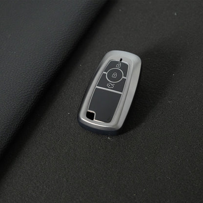 FOB1T1 Black-Metal Gray Plating TPU Car Key Case Cover Holder for Ford Fusion Edge Mustang Explorer F150 F250 F350