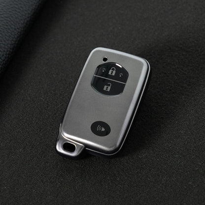 TOG3T1 Black-Metal Gray Plating Soft TPU Car Key Case Cover for Toyota Camry Highlander Crown Prado Land Cruiser Vitz Prius Corolla Accessories