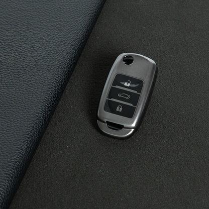 CHB1T1 Black-Metal Gray Plating Car Key Cover For Premium Soft TPU Car Key Case Cover  CHANGAN Benben E-Star CS15 CS35 CS55 EADO LUMIN Key Rings Keychain Bag