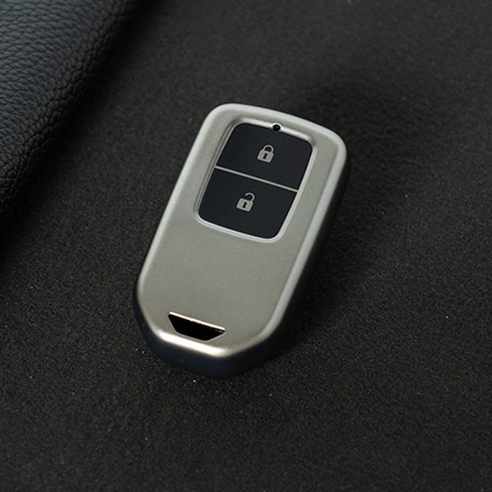 HOA2T1 Black-Metal Gray Plating Car Key Cover 2/3/4/5-Button Full-Coverage TPU Key Cover for Honda CR-V/Accord/Civic/Fit/Jade/Odyssey - Anti-Scratch Protective Case