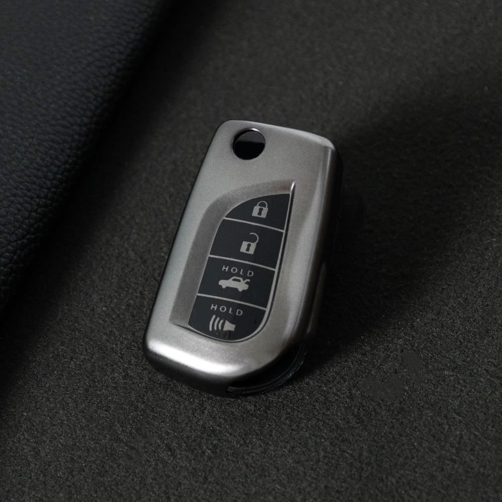 TOA5T1 Black-Metal Gray Plating TPU Protective Key Cover Case for Toyota New Corolla Camry RAV4 Avalon Izoa CHR Highlander Car Key Accessories