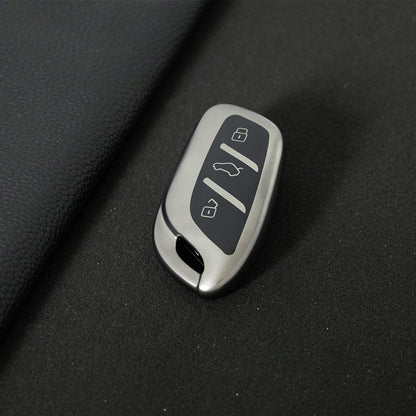 ROB1T1 Black-Metal Gray Plating Car Key Cover For Roewe RX5 MG ZS GT GS 350 360 750 W5 Class Accessories Soft TPU Protection Car Case Shell