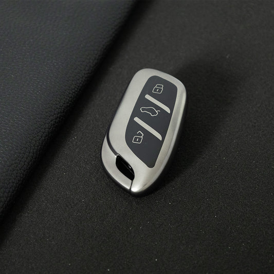 ROB1T1 Black-Metal Gray Plating Car Key Cover For Roewe RX5 MG ZS GT GS 350 360 750 W5 Class Accessories Soft TPU Protection Car Case Shell