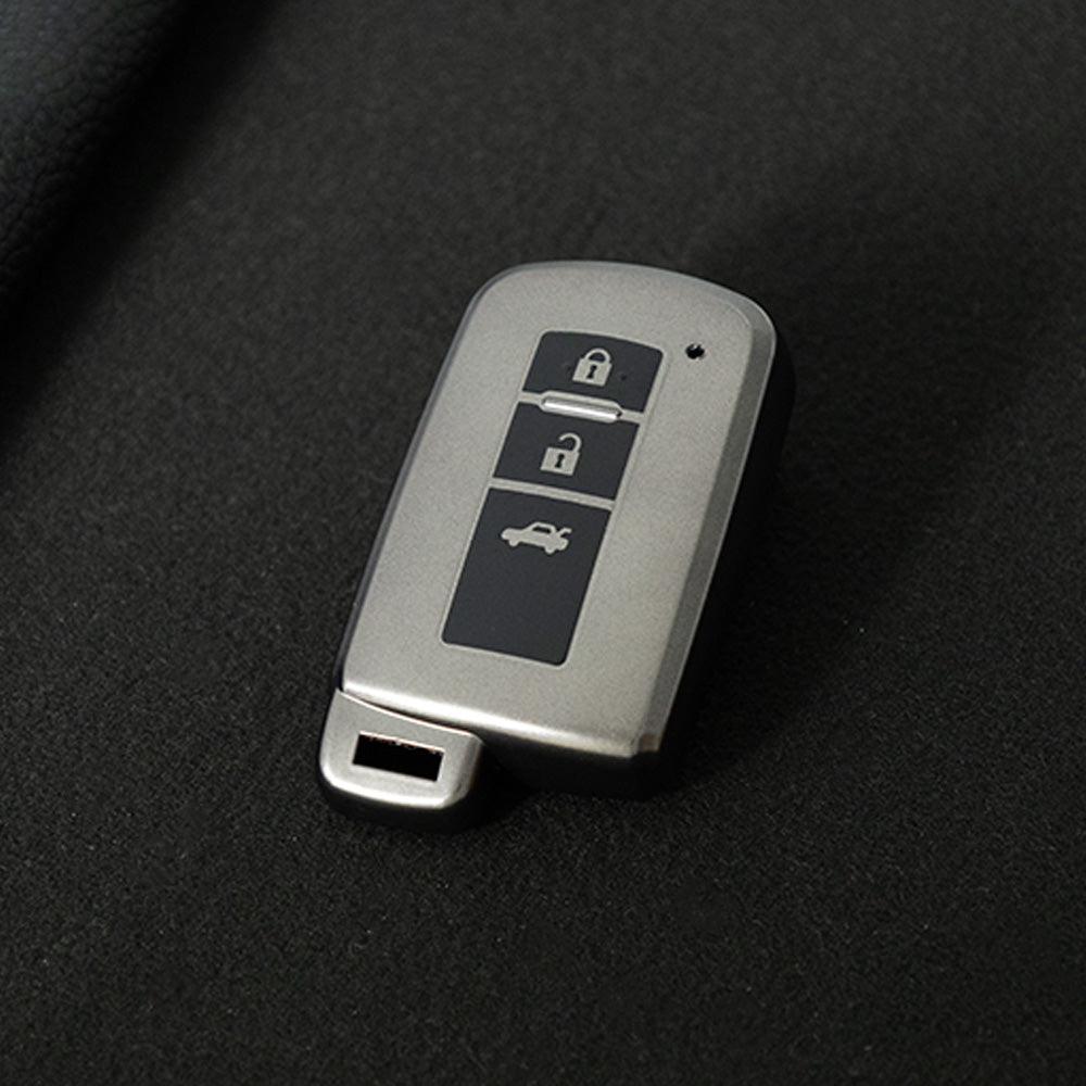 TOD1T1 Black-Metal Gray Plating Soft TPU Remote Car Key Case for Toyota Camry Corolla RAV4 Highlander Avalon 2015 - 2017 4 Buttons Cover Shell Holder