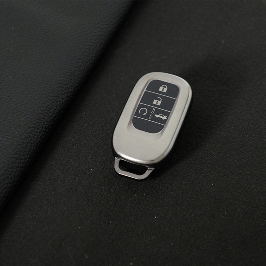HOB1T1 Black-Metal Gray Plating Car Key Cover For Honda Civic Accord HR-V CR-V CRV 2021 2022 2023 5Buttons Auto Shell Fob Holder TPU Car Key Case Cover Keychain Accessories
